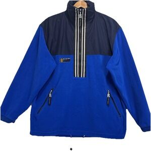 VTG Bogner Active Quarter Zip Fleece Pullover Men Large Blue Navy Colorblock USA